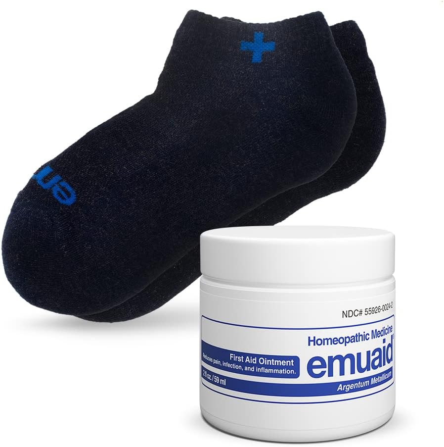 emuaid Nail Fungus Bundle Reguler Kekuatan dengan Socks Ionic Perak