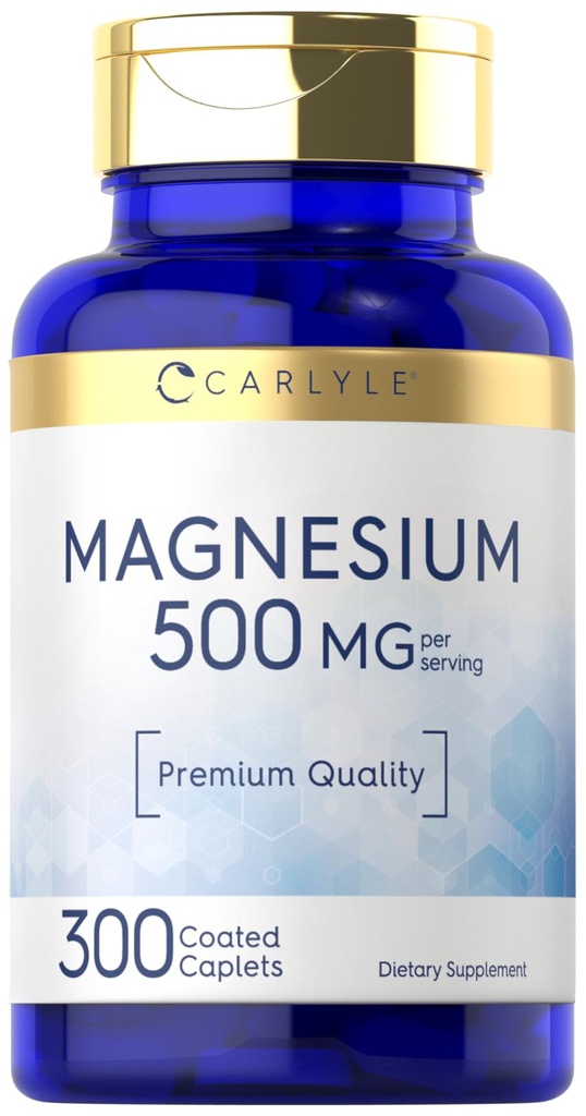 Carlyle Magnesium 500mg 124; 300 Caplets berlapis 124; Vegetarian, Non-GMO, dan Gluten Free Supplemen
