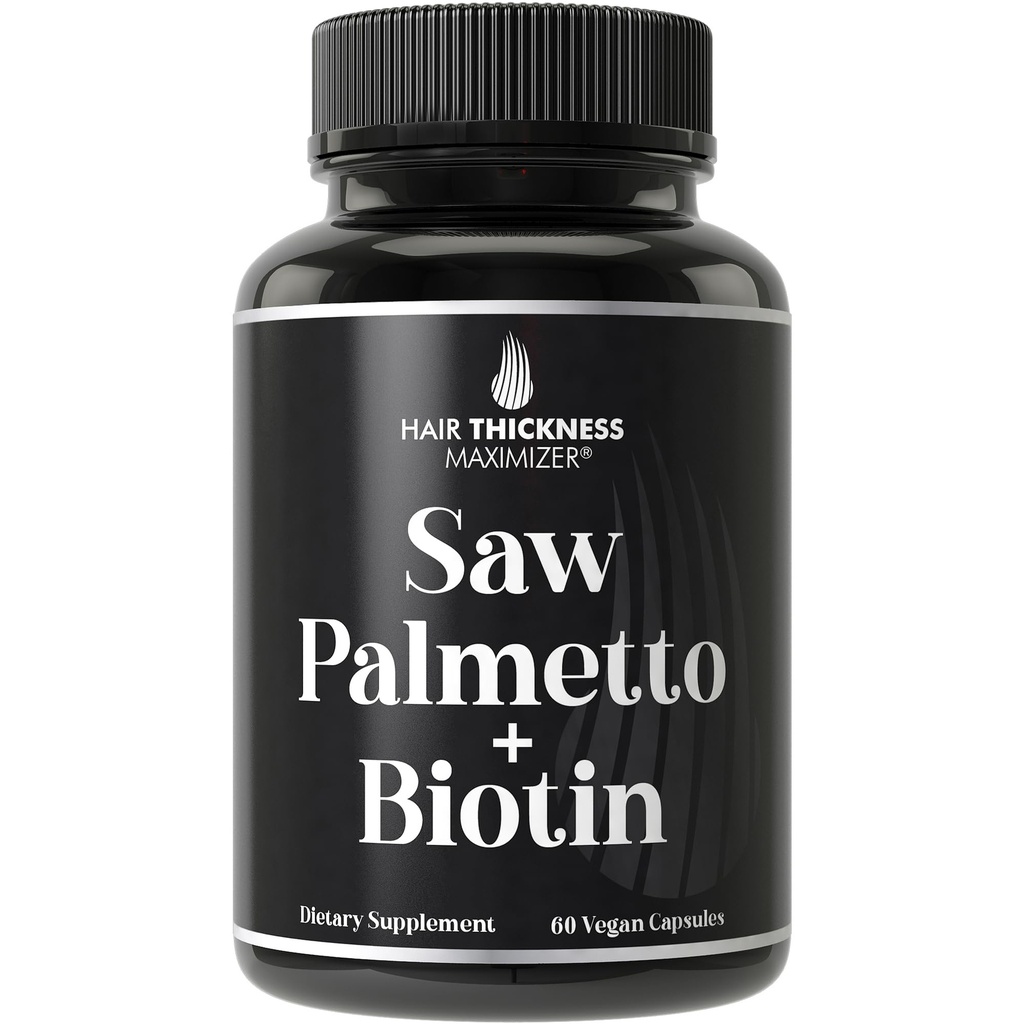 Saw Palmetto + Biotin Advanced 2-in-1 Combo for Hair Growth. Vegan Capsules Suplemen dengan Natural Saw Palmetto Extract + 100000mcg Biotin. Kehilangan rambut dan Pil Pertumbuhan untuk Pria dan Wanita. Blocker DHT