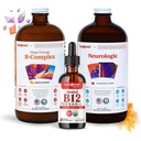 Liquid Liquin Bundle with Mega Energy B-Complex, USDA Organic Metil B12, Neurologic Nootropic Focus Supplemen - Boost Energy, Mood - USA Made, Vegan, Non-GMO