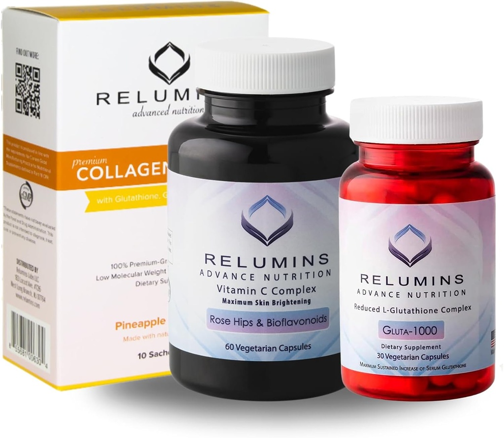 Rilis Premium Musim panas Glow Set - Collagen Pineapple, Glutathione 10000mg & Vitamin C - Antioksidant Dukungan untuk Kesehatan & Overall Wellness