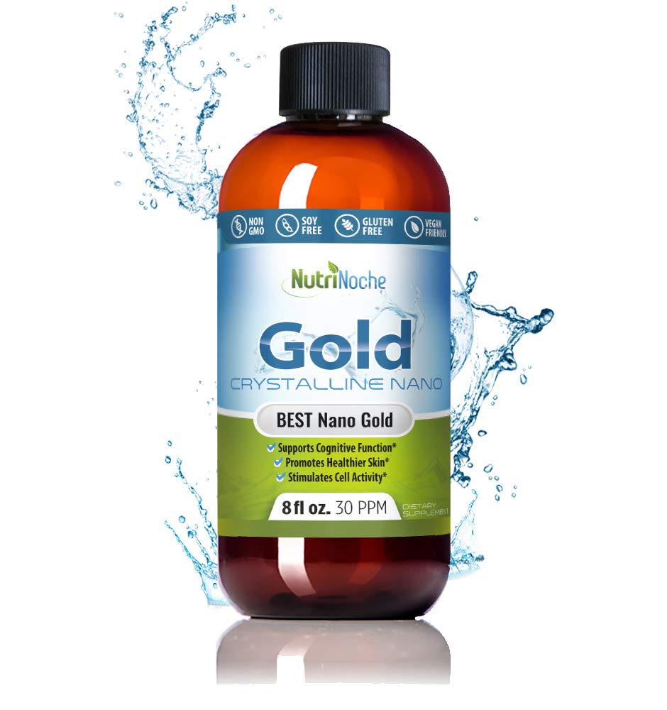 Colloidal Gold Liquid Organic Supplement by Nutrinoche - 100% Pure Nano Gold Mineral - Support Mental Clarity, Focus & Relaxation - 8 oz Bottle - Vegan, Gluten- Free - crystalline - 30 plum