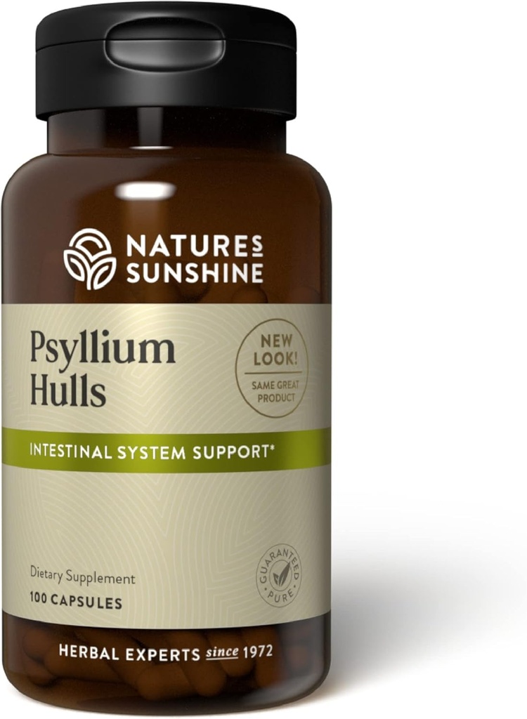 Nature 's Sunshine Psyllium Hull, 100 Kapsules 124; Organic Intestinal Support adalah High in Soluble Fiber yang memfasilitasi proses Pengelembangan Pembuangan