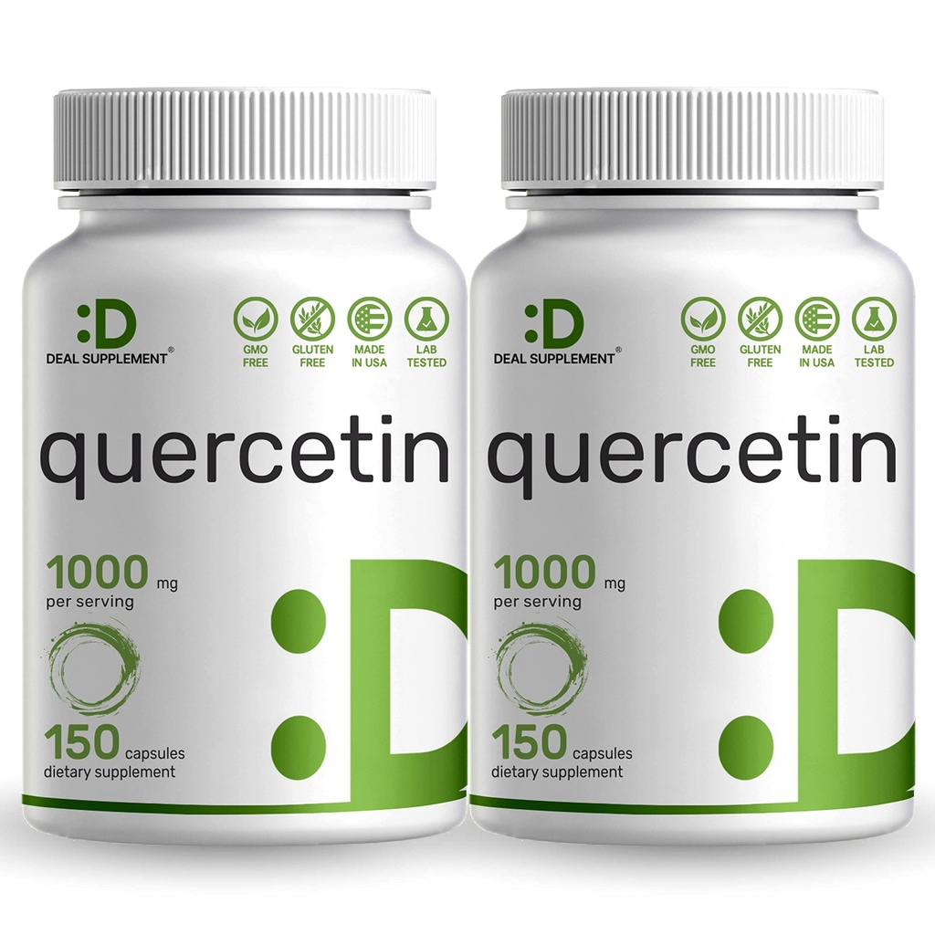 Quercetin 1000mg Per Serving (2 Pack) £124; 300 Capsules, High Bioavailable Flavonoid, Third Party Test, Supports Healthy Immune System, Non-GMO, No Gluten