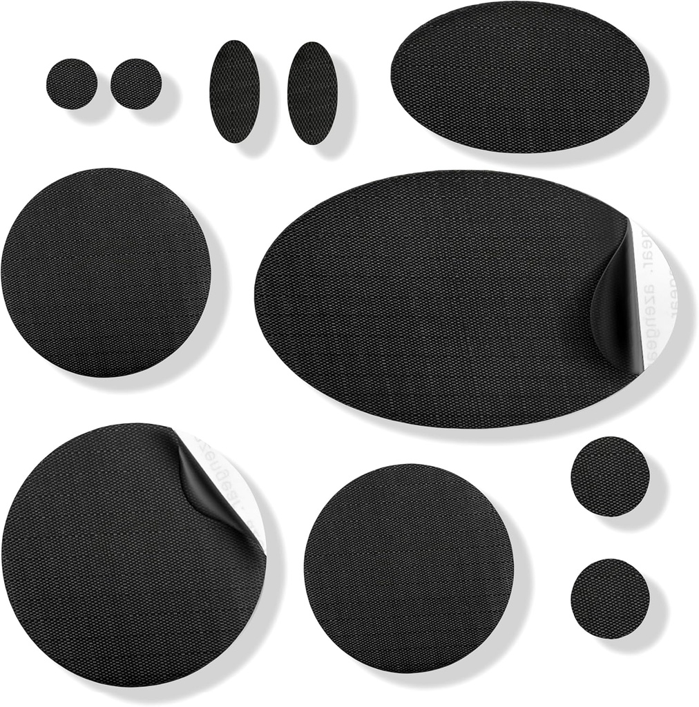 aszengear Repair Patch - Waterproof, Self - Adhesive, Tear- Cold-Heat- Resistant Nilon Polyster Perbaiki Cat, Gear, Tents (11 Pieces, Solid Black)
