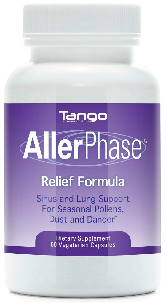 Allerphase Natural Herbal Sinus and Lung Relief Suplement for Seasonal Respiration Discomment disebabkan oleh Pollens, Dust, and Dander (60 Vegetarian Capsules)