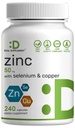 Suplemen Kesepakatan Zinc 50mg dengan Selenium + Copper, 240 Kapsul, 8 Bulan Suply, 3 dalam 1 Formula Mineral, Supplemen Kompleks Zinc Picolinate, Supports Healthy System untuk Orang Dewasa dan Anak-anak