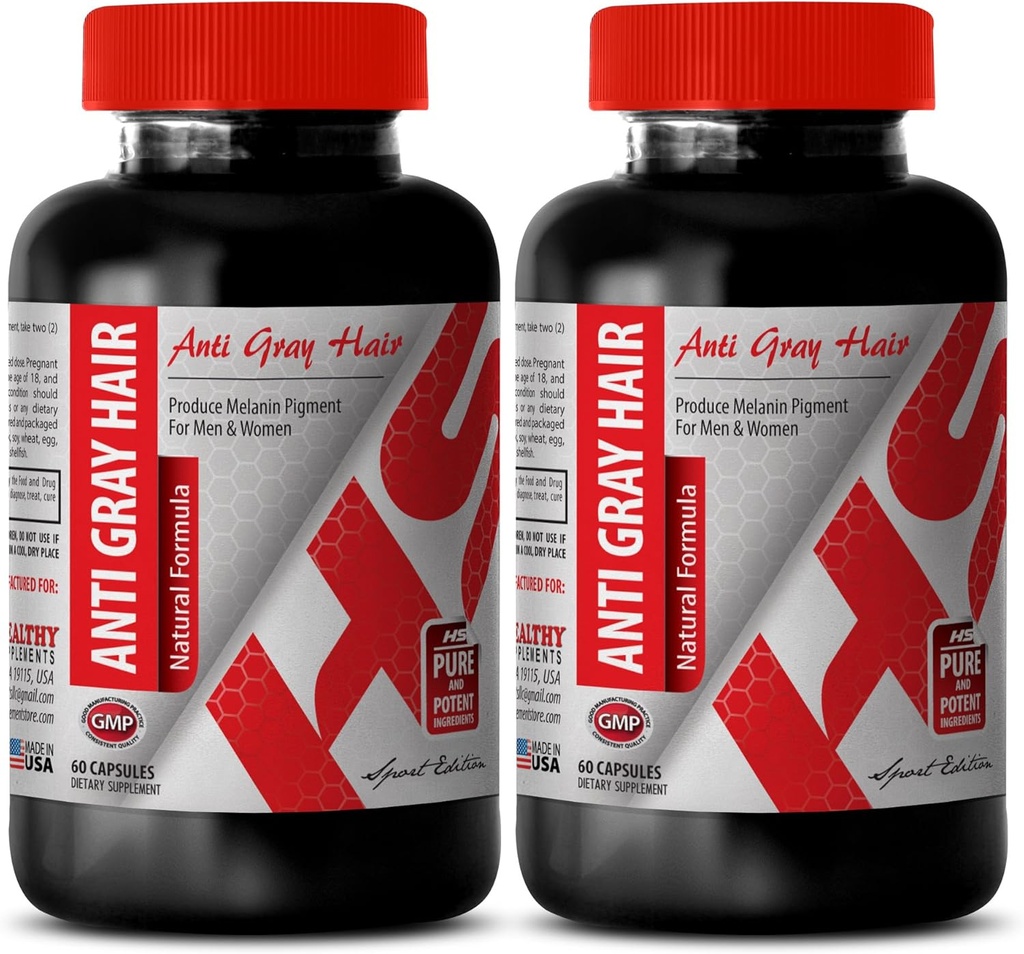 Folic Acid Organic - Anti Rambut Abu-abu Formula Alam - Bantuan Kesehatan Skin (2 Botol)
