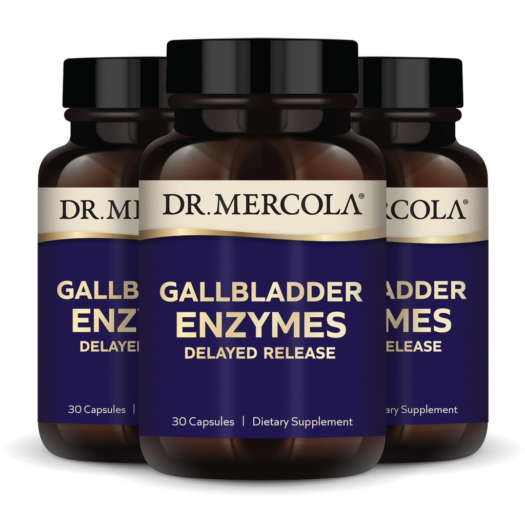Dr. Mercola Gallskee Enzymes - Galley & Digetical Health Suption - termasuk Pankreas Protease, Amylase & Lipase - Non-GMO, Gluten- Free & Soy- 90 Delayed Rilis Capsules (90 Hamba)