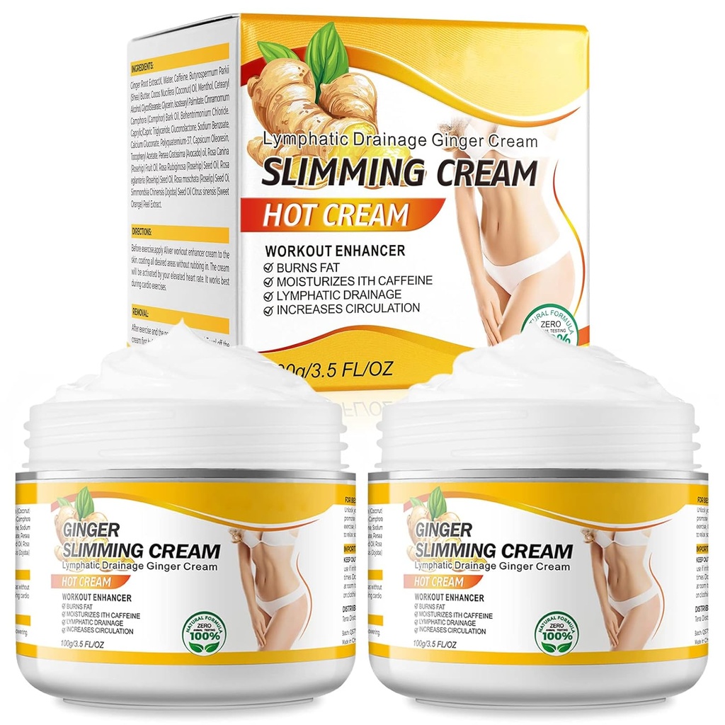 2 PCS VOGSIG Ginger Slimming Cream - Anti Cellulite, Pembakaran Gemuk, Tightening & Moisturizing, 1oz masing-masing