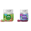OLLY Fiber Gummy Rings, 5g Prebiotic Fiber, FOS (Fructo-oligosactrides), Digetical During, Berry Melon 50ct & Keep it Moving Constipation Relief, Rhubarb, Prunes, Amla - Plum Berry Flavor - 30ct