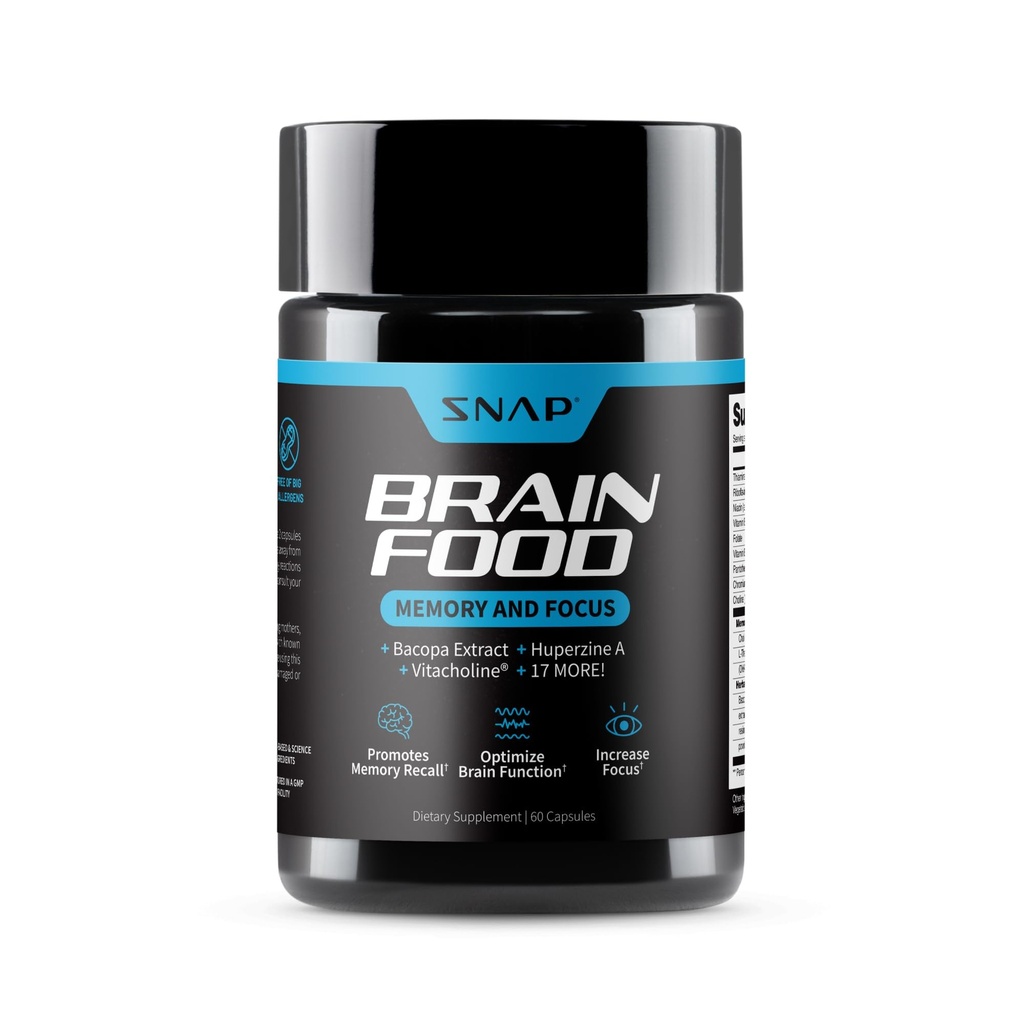 Suplemen Otak Booster Nootropics Tambahan untuk Memori, Kejelasan & Kejelasan, Ekstrak Bacopa, Ginkgo Biloba, 60 Capsules