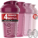 VELOMIX -4 PACK- 20 OZ Protein Botol Shaker untuk Protein Mixes, Shaker Cups untuk Protein Shakes, Small Shaker Bottle Pack, Shaker Cup, Shakers untuk protein Shakes (Berry Blend)