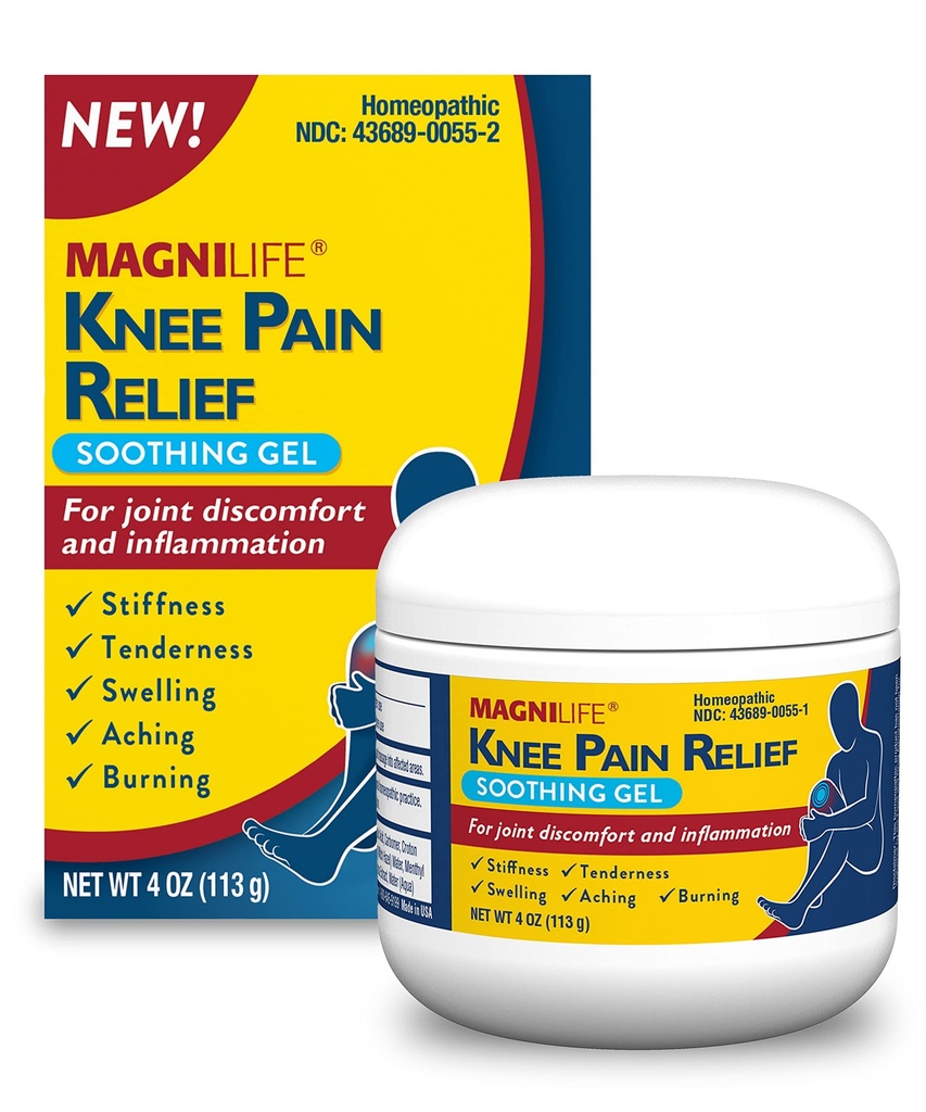 MagniLife Knee Relief Suething Gel, Reduces Swealing & Inflammation of Sore Muscles, Joint Discomfort, Injuries - All- Natural Arnica - 4oz.
