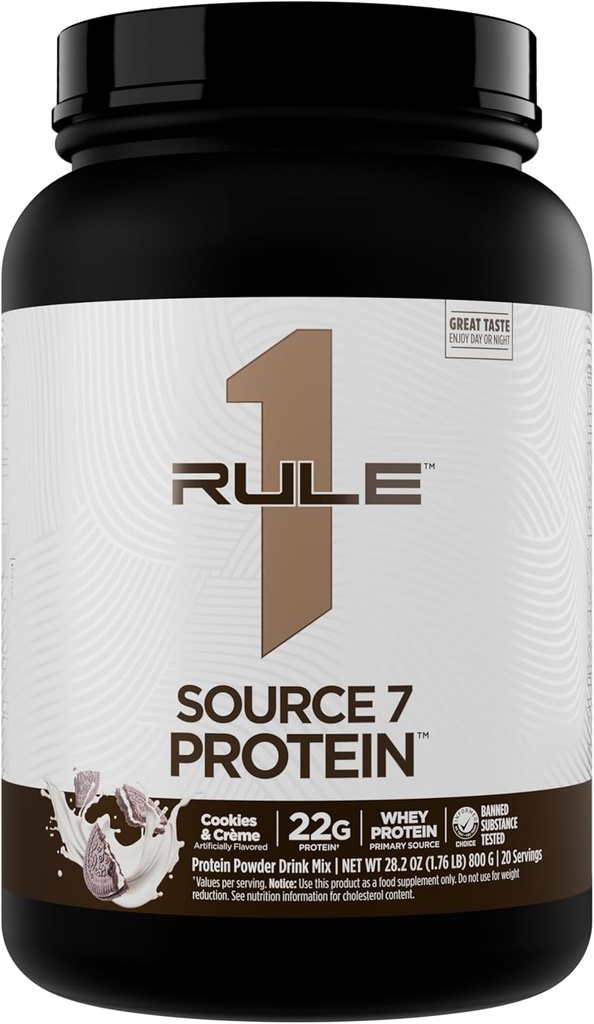 Aturan 1 Protein Sumber 7 Decadent Flavor, Velvety Smooth Texture, 22g Anytime Protein, dan 10g Alami EA Per Serving dari 7 Premium Sumber (1.8 Pounds *, Cookies & Cream)