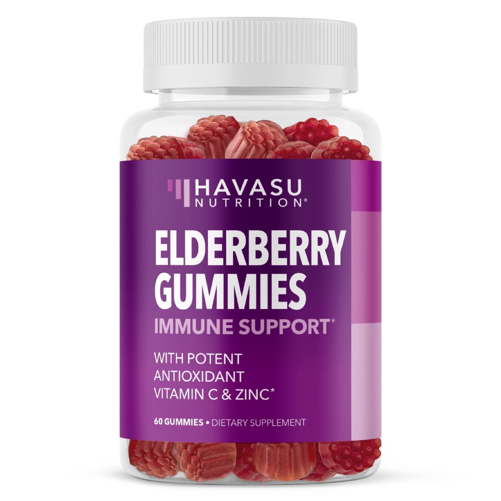 Sambucus Elderberry Gummies for Adults - Imune Suplemen Dukungan dengan Vitamin C dan Zinc - Enhanced Formula untuk Pertahanan Harian - 60 Count, 1 Pasokan Bulan, Berry Flavor - Wellness Konvenent