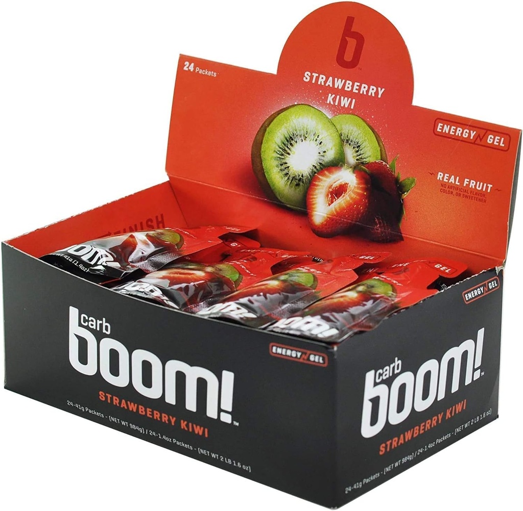 Boom Nutrition Carb Energy Gel - Fruvited-Workout Gel for Cycling and Running - Natural Variety 6 Flavors (2 Masing-masing) - 12 Pack