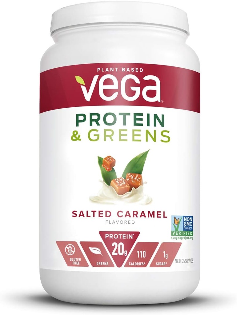 Vega Protein dan Hijau, Salted Caramel, Powder Protein Vegan, 20g Plant Based Protein, Low Carb, Keto, Dairy Free, Gluten Free, Non GMO, Pea Protein for Women and Men, 1.7 Pounds (25 Pounds)
