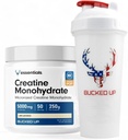 Bucked Up Creatine & Shaker Bundle - Micronized Creatine Powder (250g, 50 Servings) + 28oz Leak- Bukti BPA-Free Shaker Bottle untuk Optimal Mixing