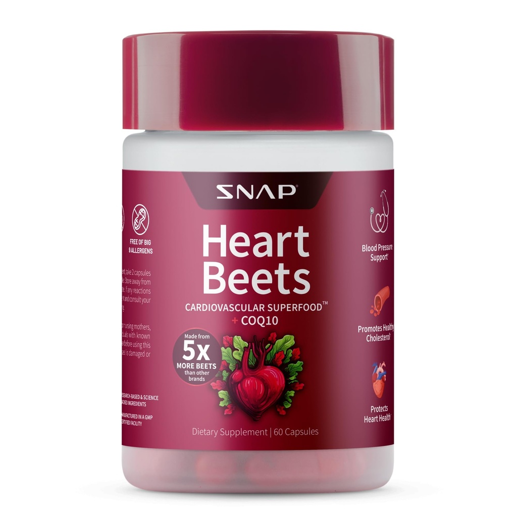 Suplemen Jantung Sapi-sapi dengan CoQ10, Dukungan Kardiovaskular untuk Pria & Wanita, Superfood Dibuat dengan 5X Lebih Beats, Heart Health, Sirkulasi & Cholesterol Dukungan, 60 Capsules