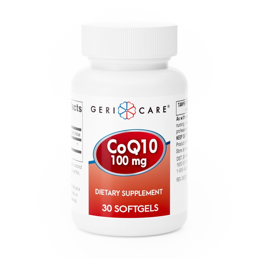 GeriCare CoQ10 100mg Softgels - High Absorpsi Co Q 10 Suplemen - Mudah untuk Swallow Q10 Koenzim untuk Pria, Wanita, dan Timur - 1 Pasokan Bulan, 30 Count - Perjalanan Friendly