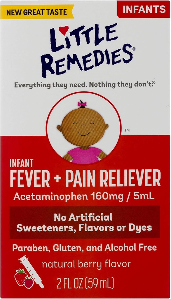 Little Remedies Infant Fever & Pain Reliever 124; Natural Berry Flavor 124; 2 FL OZ 124; 2 Pack