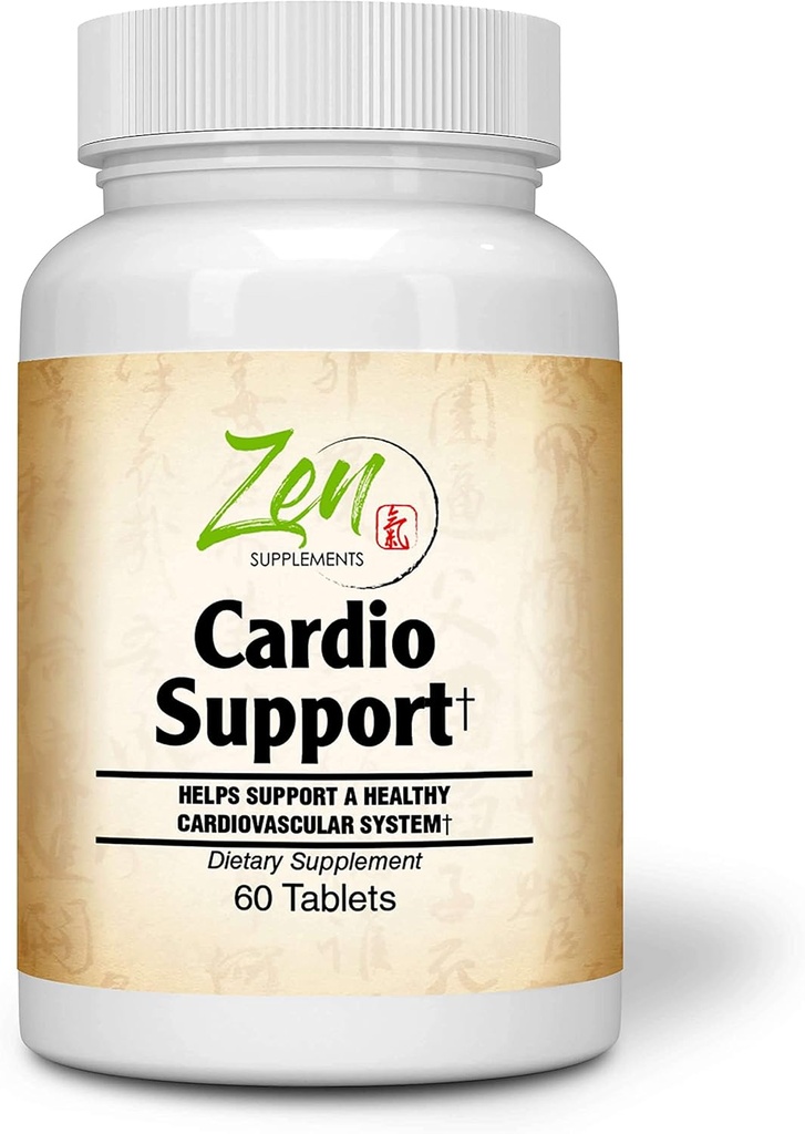 Suplemen Zen - Dukungan Cardio Ditambah Antioksidan, L-Carnitine, L-Taurine, dengan Koenzim Q10, Hawthorn, Horsedich, Cayenne, Benih Grape dan Vitamin E, Promoses Hati 60- Tab