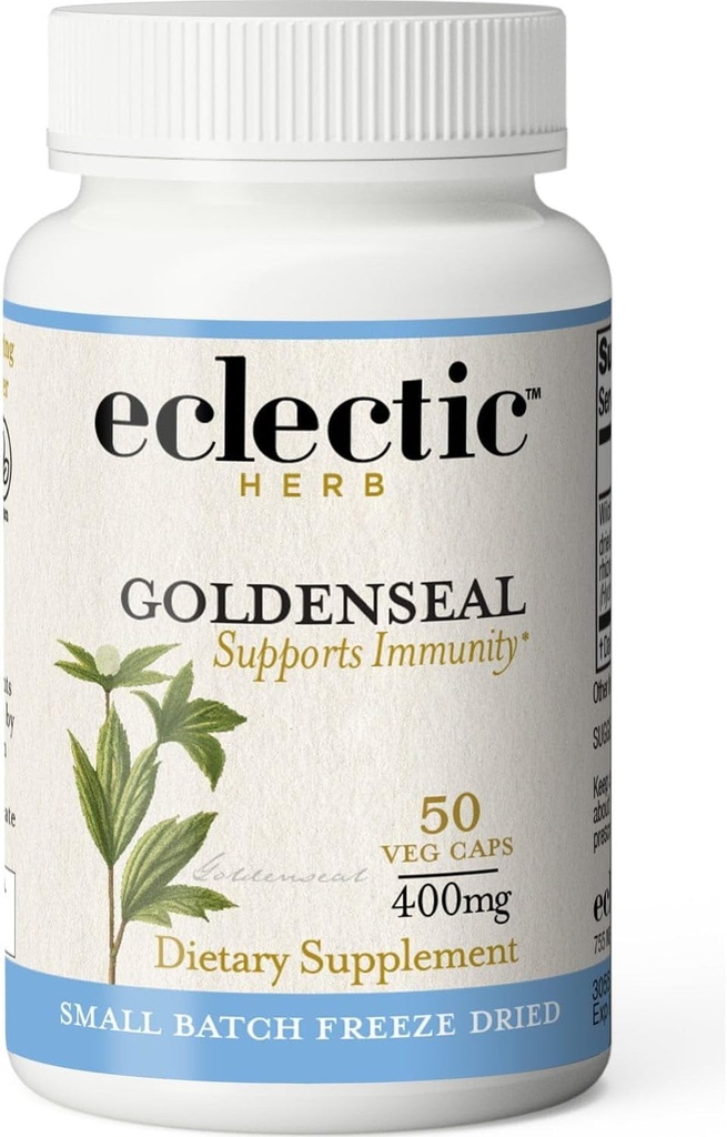 ECLECTIC INSTITUTE Raw Freeze- Dried Goldenseal Capsules 12.4; Pendukung Fungsi Imune 124; Mendukung Sinuses Healthy 124; Mendukung Mucous Membrane Kesehatan 124; 50 CT (400mg)