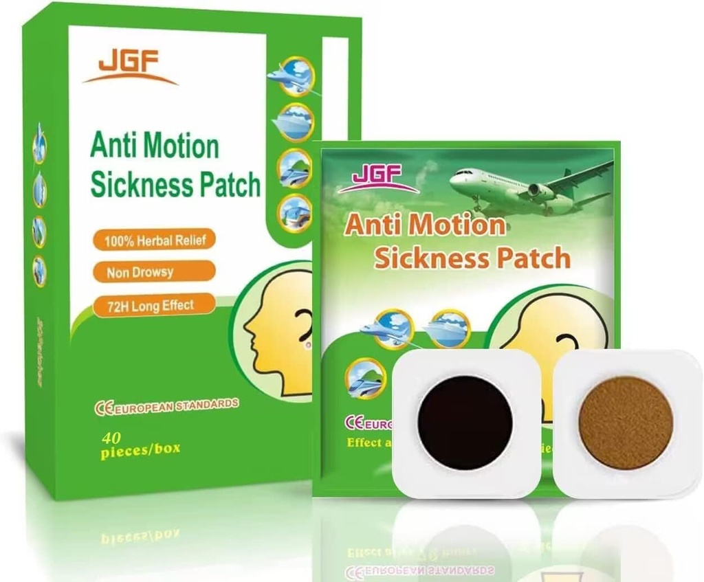 Motion Sickness Patch for Cruise Car, 40 Count Waterproof Non Drowsy Travel Essentials Motion Slackness Patche for Dewata and Kids