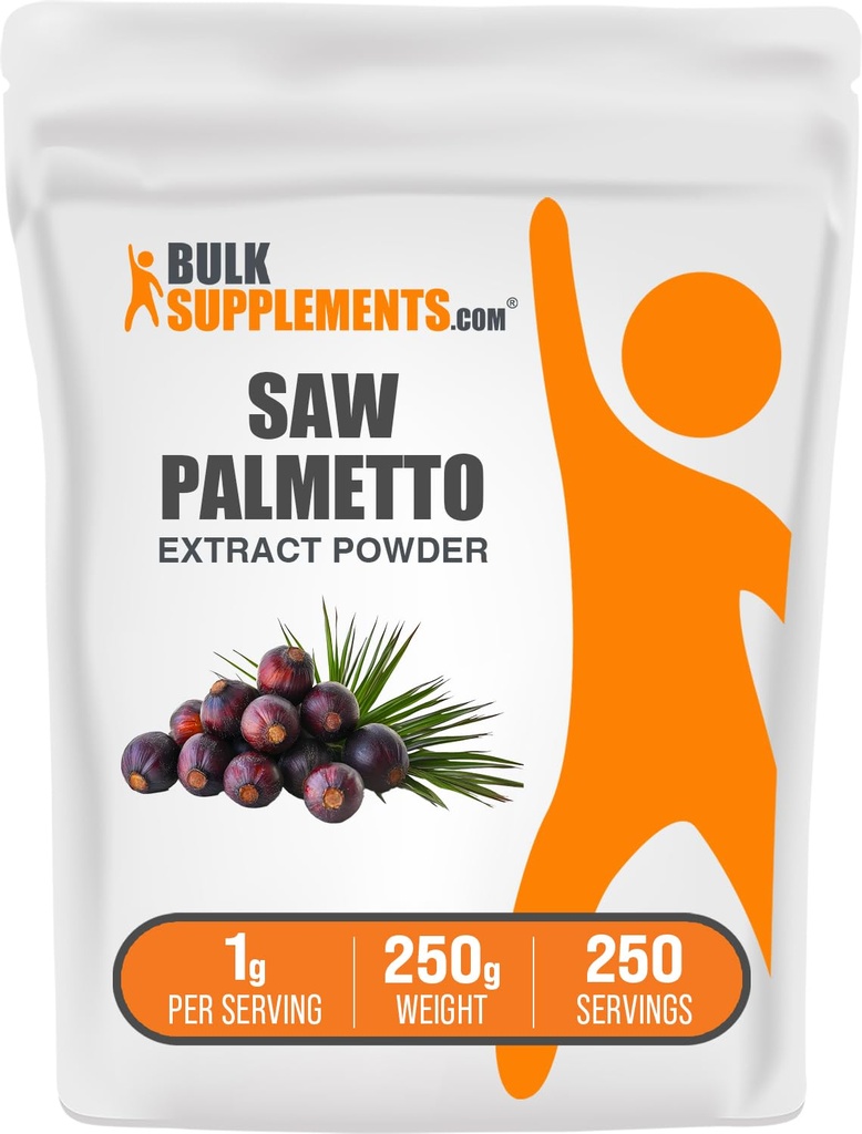 BulkSuplements.com Saw Palmetto Extract Powder - Serenoa Repens, Saw Palmetto Suplement, Herbal Suplemen - Vegan & Gluten Bebas, 1g per Serving, 250g (8.8 oz) (Paket 1)