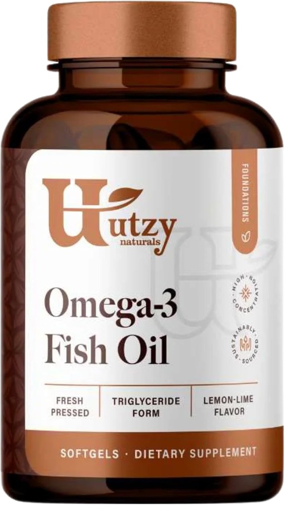 Utzy facials Omega-3 Fish Oil 124; 800 mg Omega-3 SOftgels; dengan EPA dan DHA 124; Natural Lemon Flavor 124; 60 Softgels