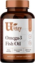 Utzy facials Omega-3 Fish Oil 124; 800 mg Omega-3 SOftgels; dengan EPA dan DHA 124; Natural Lemon Flavor 124; 60 Softgels