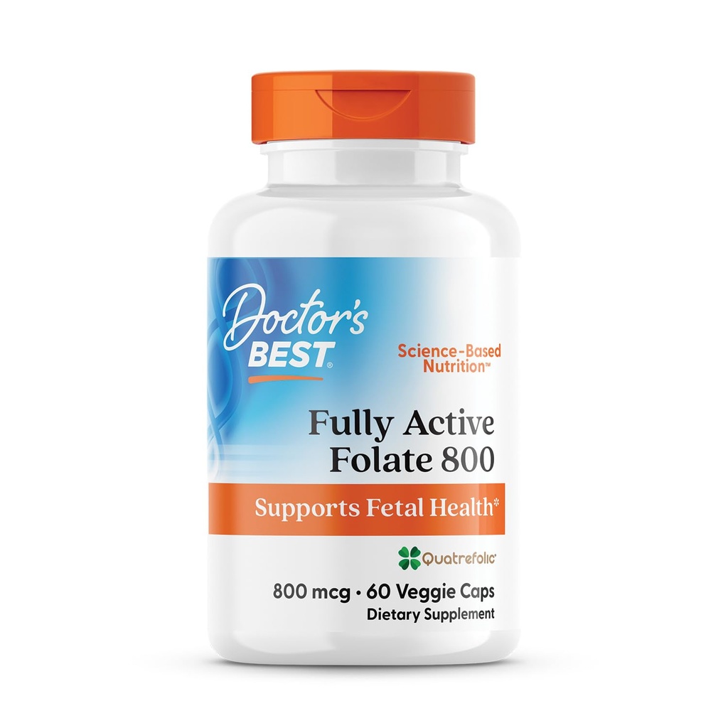 Doctors Best Fully Active Fleat 800 with Quatrefolic, Supports Fetal Health, Non-GMO, Gluten Free, Vegan 60 Veggie Caps