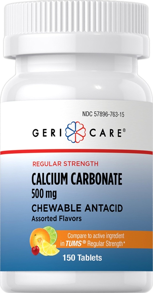 Gericare Calcium Karbonate 500mg Antax Chewable, 150 Cacah (Paket 1)
