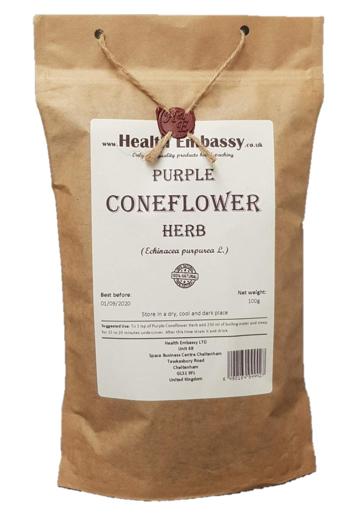 Health Embassy Purple Coneflower Herb 124; Echinacea Purpurea L 14; Herbal Tea (100g)