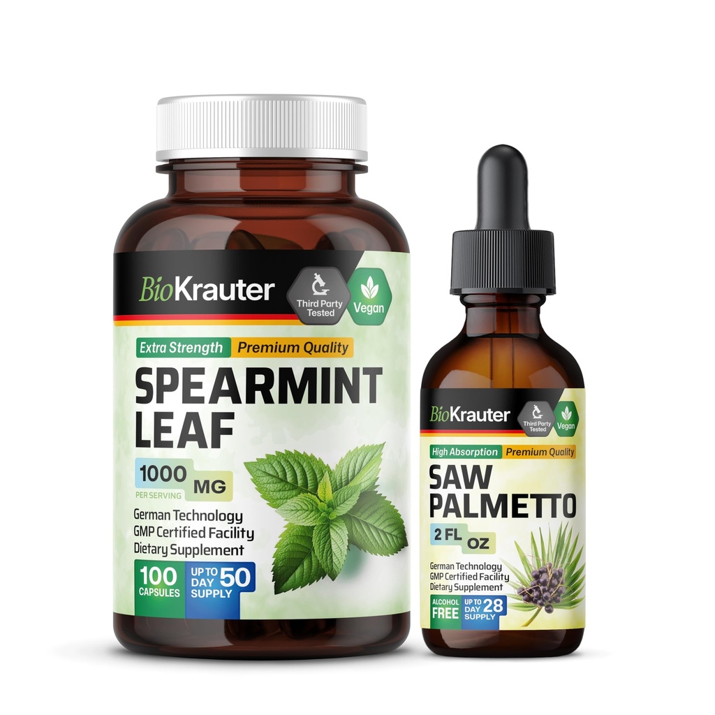 BIO KRAUTER Spearmint 100 Capsules & Saw Palmetto Titture 2 Fl.