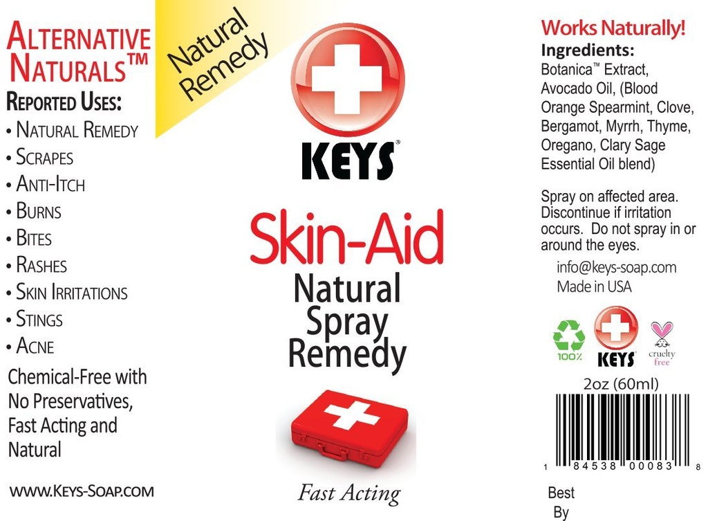 Keys Skin-Aid Vegan, Chemical- Free, All Natural Antiseptic Analgesic Tempherapy Remdy, Fast Acting Farmasi Ingredials di Proporsi Therapeutic, No Lidocaine, 2 ons
