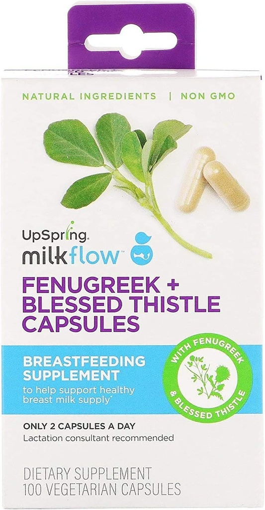 Milk Flow Breastfeating Suplement dengan Fenogreek Blessed Thistle (100 Vegetarian Capsules)