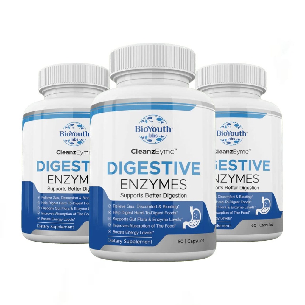 Lab Natural Digetical Enzymes & Probiotic Suplement for Adults, 180 Kapsul - Nuthentious Blend of Digetical Enzymes & Advices Probiotic for Ditraffic & Digetical Health.