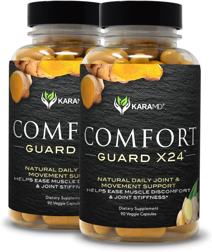 KaraMD Comfort Guard X24 14; Gabungan & Movement Support: 124; Turmeric Curcumin, Boswellia & Ginger 124; Kemudahan Muscle Discomfort & Joint Stiffness 124; Non-GMO, Gluten Free & Vegan (2 Pack)