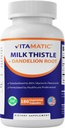Thistle Milk Vitamin 50: 1 Ekstrak 500mg, Root Dandelion 50: 1 Ekstrak 100mg, 180 Vegetarian Capsules, Non- GMO, Gluten Bebas