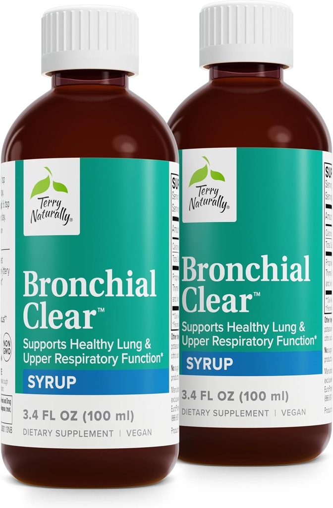 Terry Alami Bronchial Clear Liquid - Dukungan Respiratory untuk Kesehatan Bronchial & Lung - Dukungan Bronchial untuk Kesehatan Paru Dukungan untuk Dewasa & Anak-anak - 3.4 lf oz (Paket 2)