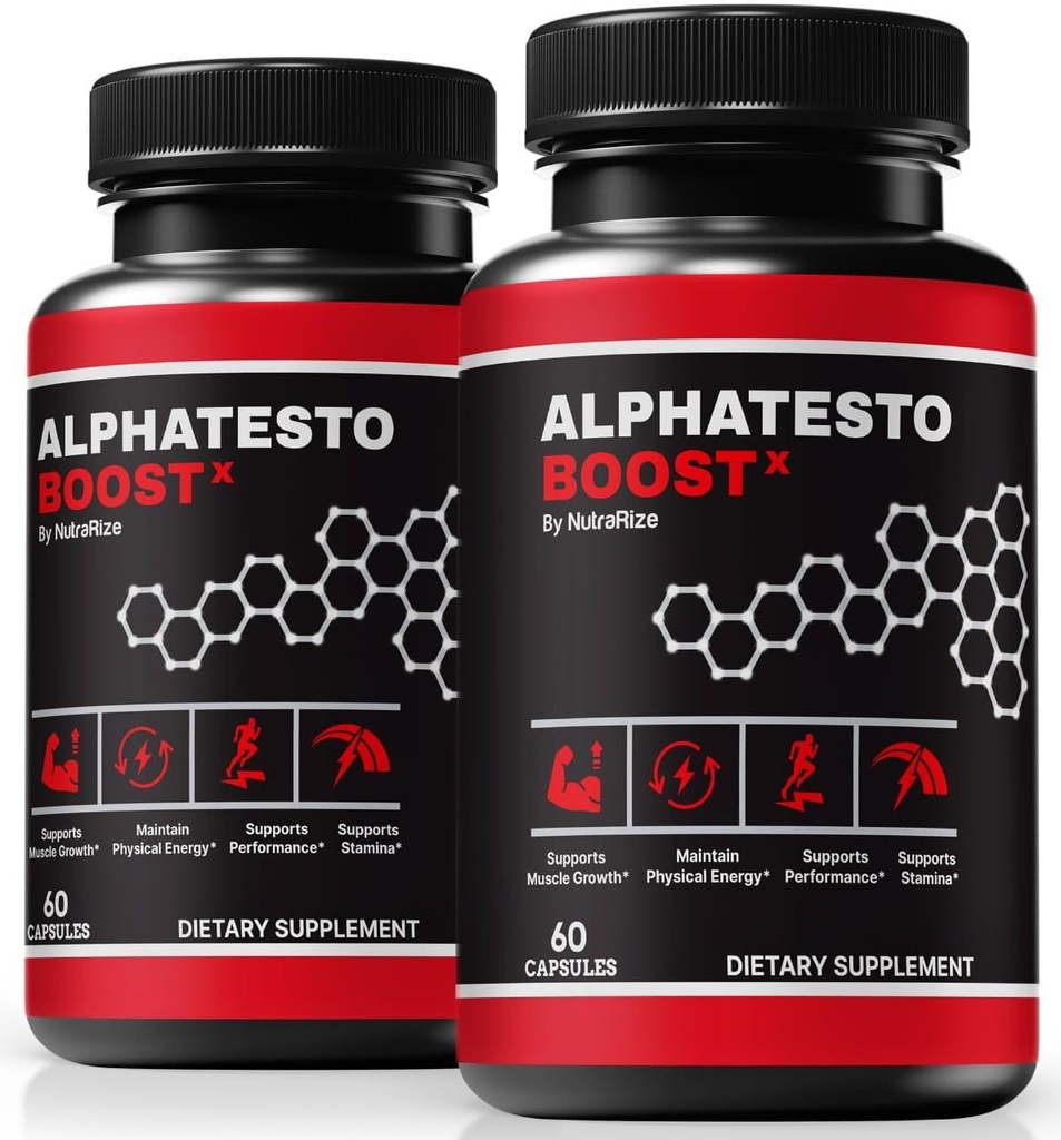(2 Pack) Alpha Testo Boost X untuk Pria, Tes Alpha Resmi Pil X Boost, All- Natural Formula Pria untuk Mendukung Fungsi Otot dan Stamina, Pemotongan Harian untuk Ulasan Performance Sehari-hari (120 Kapsul)