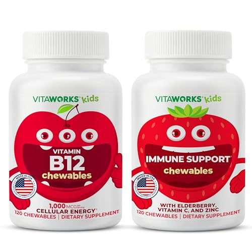 Anak-anak Vitamin B12 Chewables + Elderberry + Zinc + C Chewables Bundle