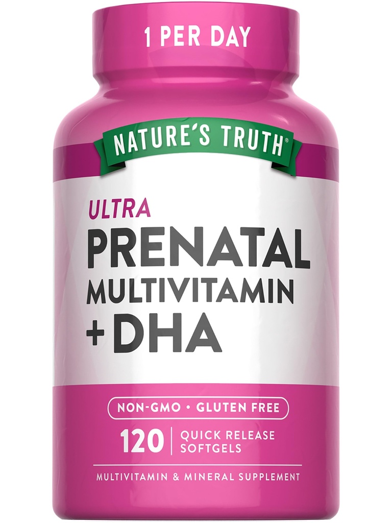 Nature 's Truth Prenatal Vitamin for Women 124; 120 Softgeels 124; Non-GMO & Gluten Free Multivitamin Suplemen dengan DHA dan Acid Folic