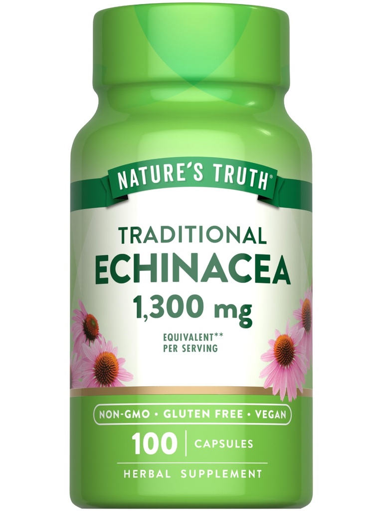 Nature 's Truth Echinacea Extract Capsules 124; 1300mg 124; 100 Count 124; Non- GMO & Gluten Free