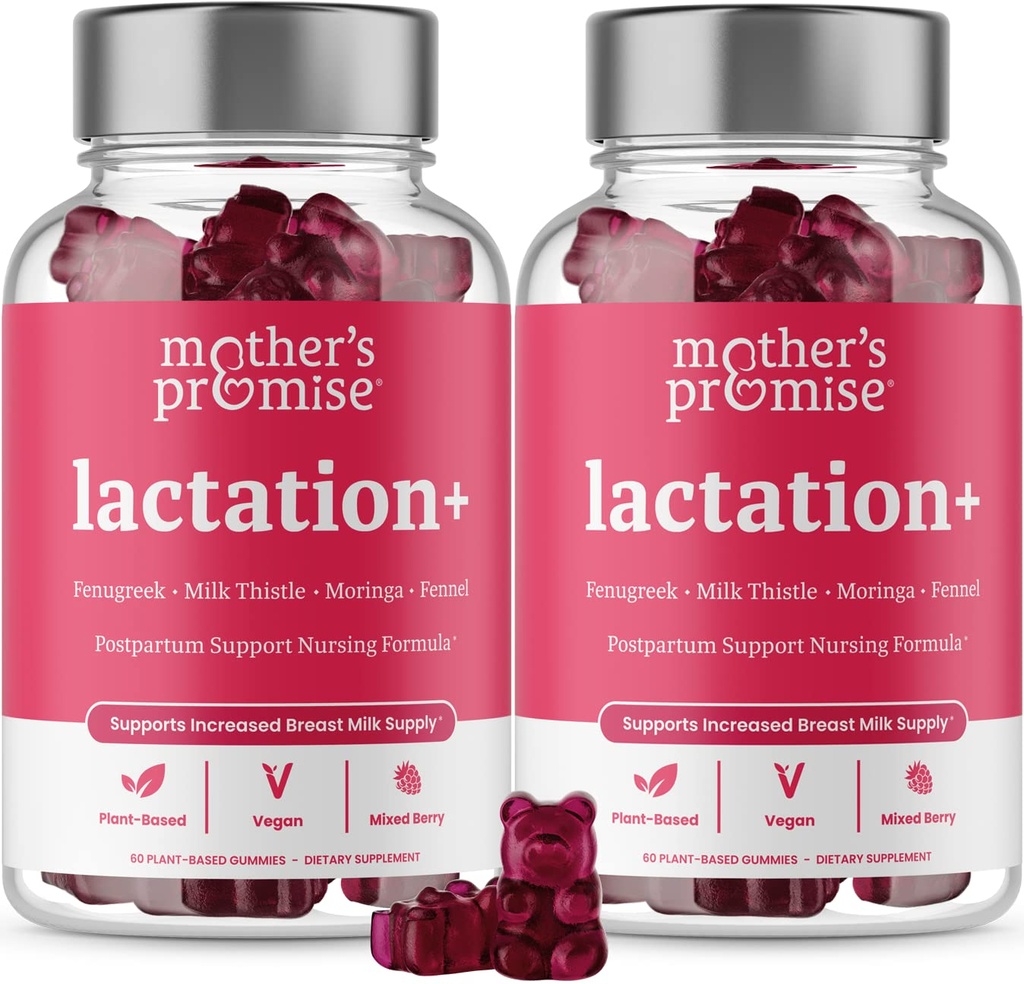 Pasokan Lactation Lactation Gummies for Breast Milk Production Increase 124. Dukungan Lacnatal untuk Breatting, Nursing & Lactating with Fenugreek, Moringa & Milk Thistle 124; 2 Pack