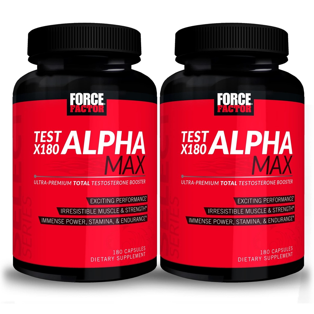 ForCE FacTOR Test X180 Alpha Max, 2- Pack, Total Testosterone dan Nitric Oxide Booster untuk Pria dengan Benih Fenugreek & Tribulus untuk Meningkatkan Performance Atletik Darah & Menimbulkan Pria, 360 Capsules