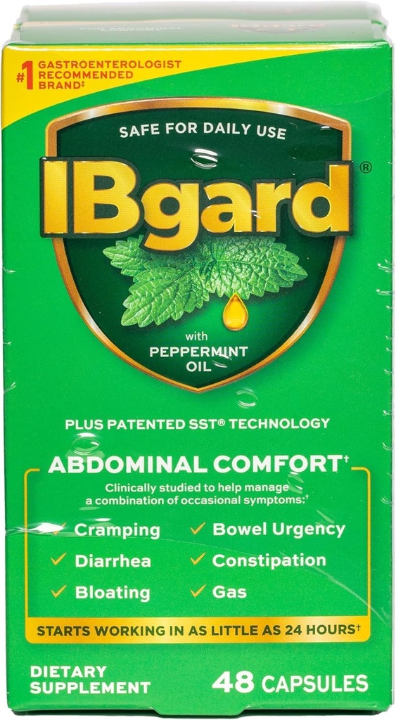 IBgard Gut Suplemen Kesehatan, Katup Minyak Peppermint untuk Kenyamanan Abdominal, 96 Kapsul