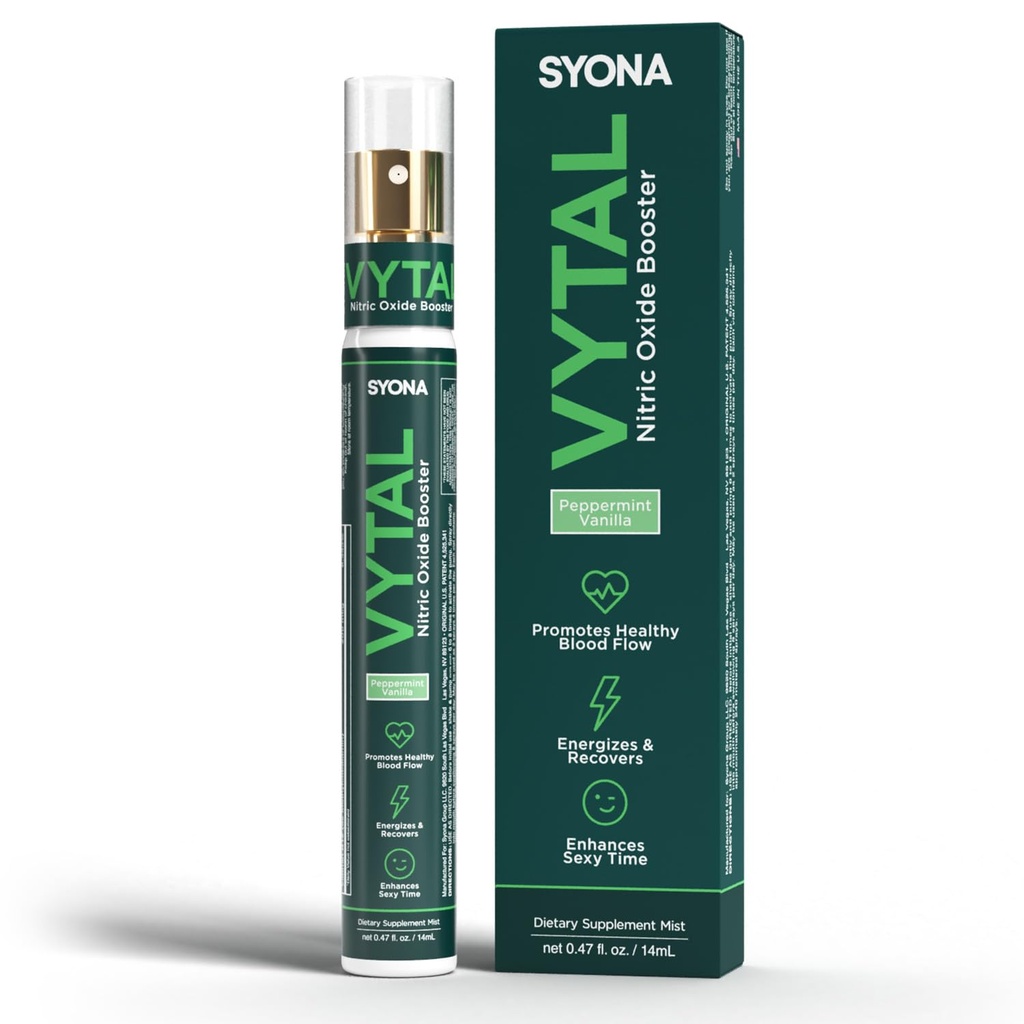 SYONA - VYTAL - Boosting Spray - Cardiovaskular dan Cognitive - Peppermint dan Vanilla Flavor - B12, B3, L- Arginine - 14ml Pompa Botol